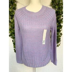 NWT SO Purple - Pink Blue Fabric Blend Knitted Sweater Women's XS MSRP:$30